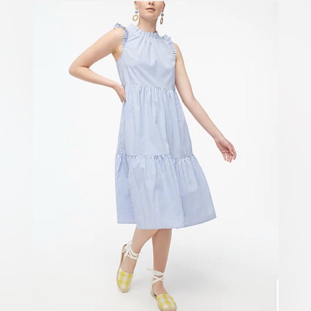 J. Crew - Women’s Striped Midi Dress - Blue And White - Size 0